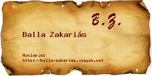 Balla Zakariás névjegykártya